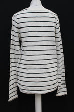 Load image into Gallery viewer, M&amp;S Ladies Ivory &amp; Black Striped Poppy Long Sleeve Blouse Top UK8 RRP25 NEW
