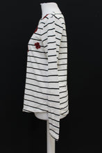 Load image into Gallery viewer, M&amp;S Ladies Ivory &amp; Black Striped Poppy Long Sleeve Blouse Top UK8 RRP25 NEW
