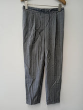 Load image into Gallery viewer, MARKS &amp; SPENCER Ladies Grey Striped Elasticated Waist Dress Trousers Size UK8
