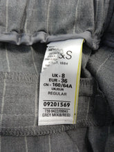 Load image into Gallery viewer, MARKS &amp; SPENCER Ladies Grey Striped Elasticated Waist Dress Trousers Size UK8
