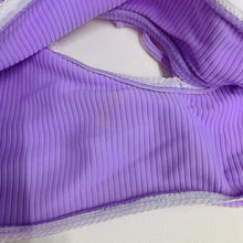 Load image into Gallery viewer, JUILLET Bikini Tops Ladies Purple White Lace Trim Ribbed UKL NEW RRP60
