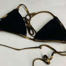 Load image into Gallery viewer, REINA OLGA Bikini Tops Ladies Brown Metallic Bronze Stretch UKXS NEW RRP60
