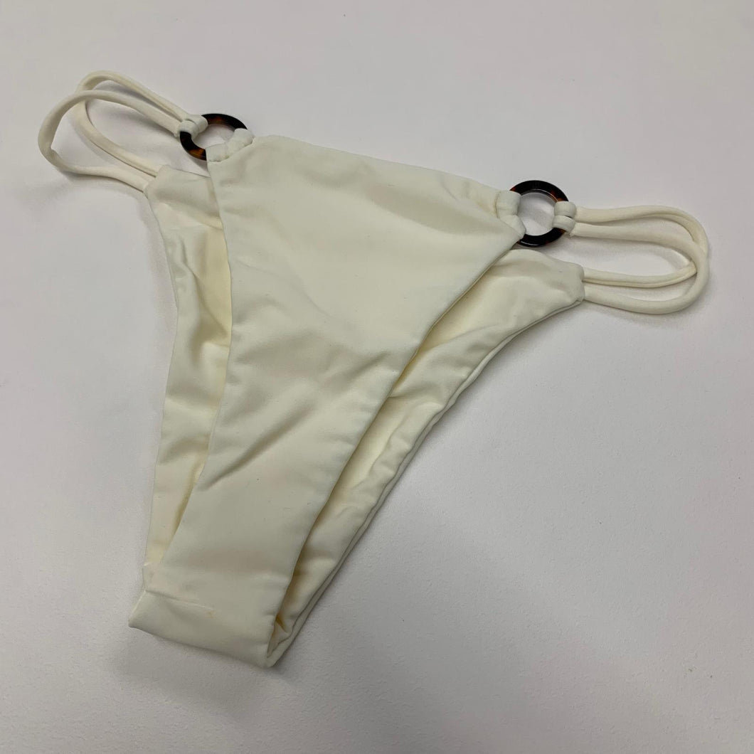 JUILLIET Bikini Bottoms Ladies White Ring Loop Thong Swimsuit UKM NEW RRP40