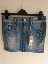 Load image into Gallery viewer, G-STAR RAW Ladies Blue Cotton Denim Arc Long Mini Skirt A-Line W26 L14 BNWT

