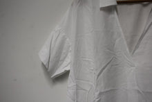 Load image into Gallery viewer, COS Ladies White Cotton Sort Sleeve Collared Loose Fit Blouse Top Size L
