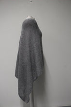 Load image into Gallery viewer, MAISON Ladies Light Grey Cashmere Hi-Lo Longline Poncho Top One Size
