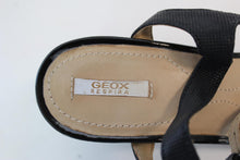 Load image into Gallery viewer, GEOX Ladies Black Leather/Patent Ankle Strap Block Heel Sandals EU39 UK6
