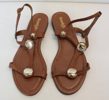 Load image into Gallery viewer, RUSSELL &amp; BROMLEY Ladies Lauren Tan Brown Leather Disc Trim Sandals EU39 UK6
