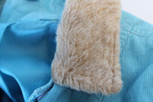 Load image into Gallery viewer, BODEN Ladies Aqua Blue Faux Fur Collar Pure Cotton Corduroy Jacket UK14 NEW
