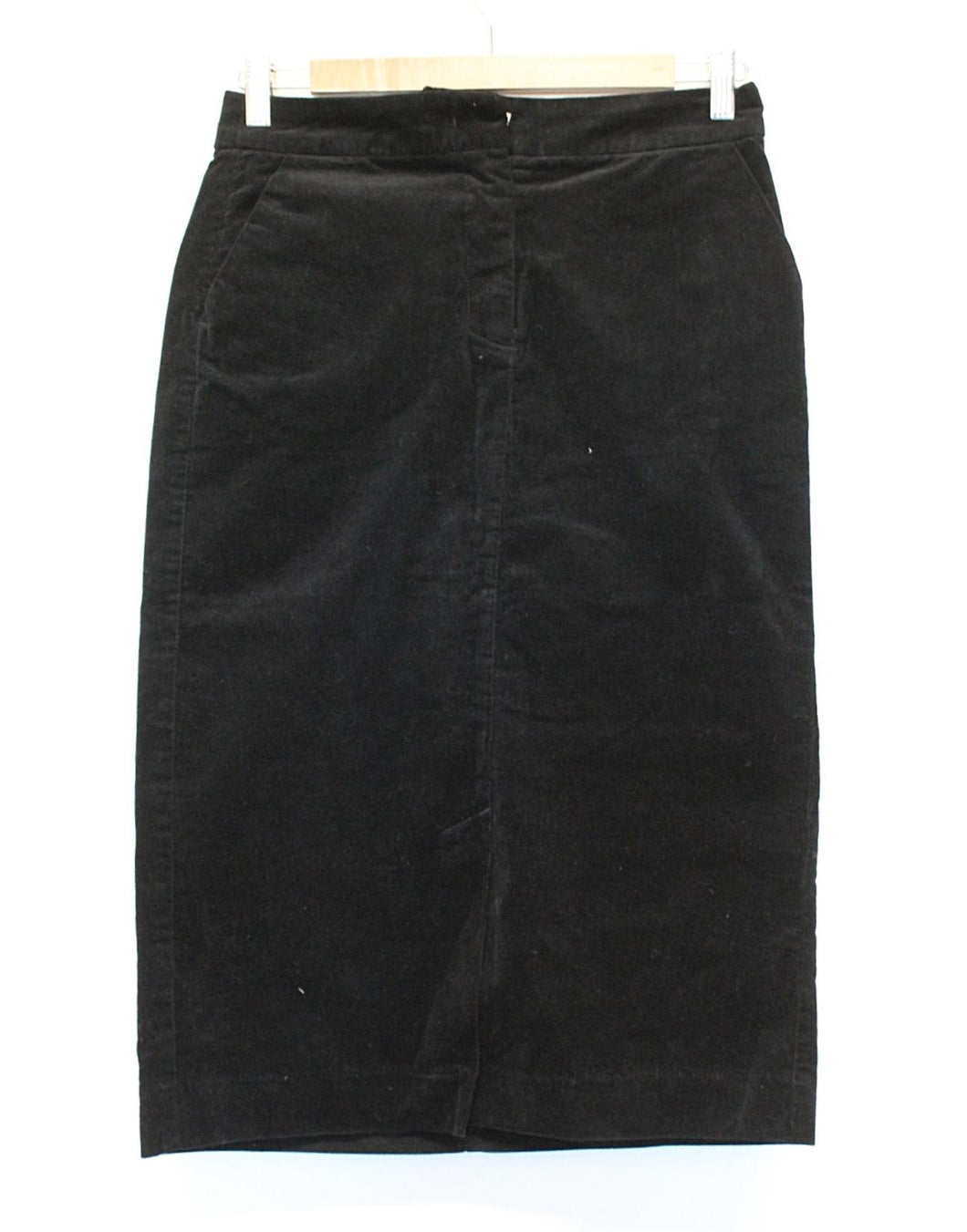 JOHN LEWIS Ladies Black Zip Stretch Cotton Straight Corduroy Skirt UK10 NEW