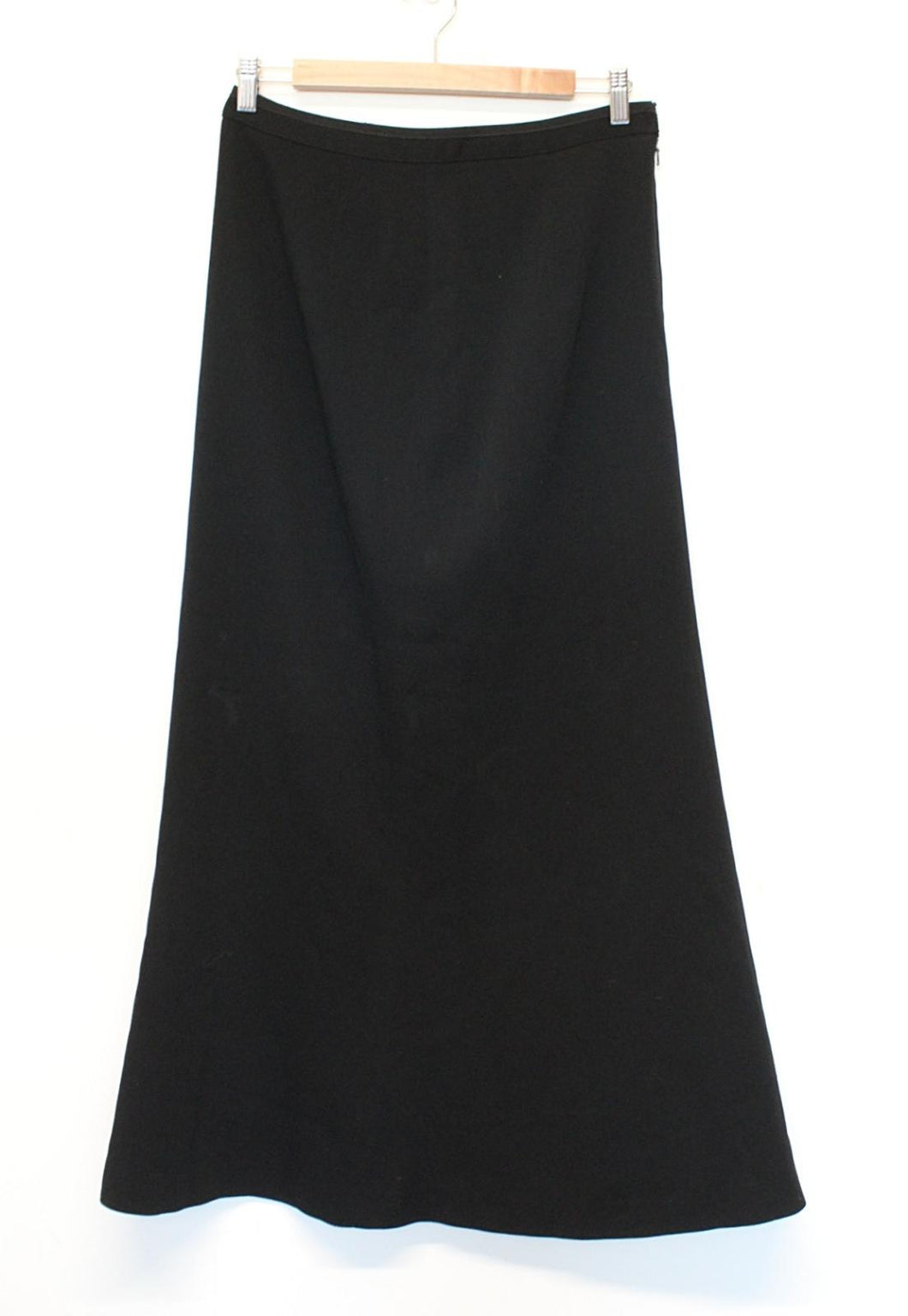 JIGSAW Ladies Black Wool Blend Side Zip Flare A-Line Maxi Skirt Size UK14