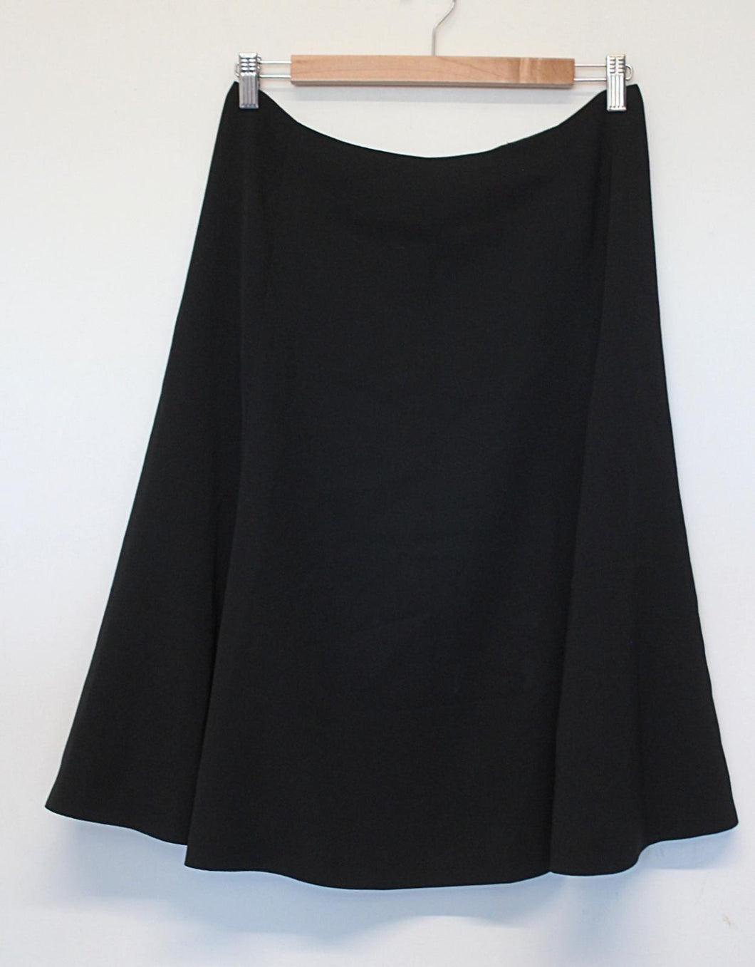 JAEGER Ladies Black Pure Wool Side Zip Knee Length A-line Skirt UK12 US10