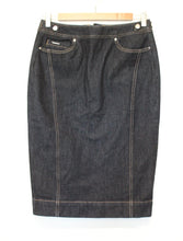 Load image into Gallery viewer, AUTOGRAPH M&amp;S Ladies Dark Indigo Blue Stretch Denim Pencil Skirt UK10 NEW
