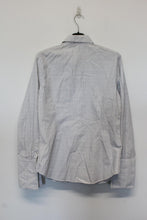 Load image into Gallery viewer, AQUASCUTUM Ladies White Blue Grey Cross Pattern Double Cuff Cotton Shirt L
