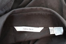 Load image into Gallery viewer, ZARA BASIC Ladies Brown Collared Long Sleeve Stretch Cotton Blend Shirt M
