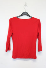 Load image into Gallery viewer, L.K BENNETT Ladies Red V-Neckline 3/4 Sleeve Stretch Knot Front Top Size S
