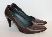 Load image into Gallery viewer, RONIT ZILKHA Ladies Brown Leather High Cone Heels Slip On Court Shoes EU39 UK6
