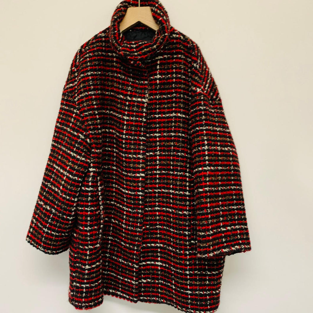 MASSIMO DUTTI Ladies Red Wool Blend Coat Marle Long Sleeve Overcoat UKL