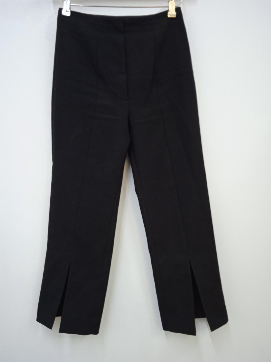 SOLACE LONDON Ladies Black Slim Fit Ankle Slit Tailored Trousers UK8 W26 L24