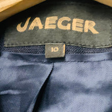 Load image into Gallery viewer, JAEGER Navy Blue Ladies Long Sleeve Linen Collared Basic Jacket Blazer UK 10

