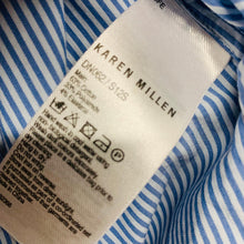 Load image into Gallery viewer, KAREN MILLEN Blue Ladies Sleeveless Collared Shirt Dress Striped Size UK 14
