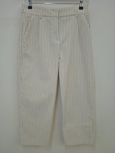 Load image into Gallery viewer, PETER HAHN Ladies Beige Cotton Blend Striped Cropped Trousers UK10 W28 L21
