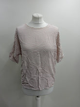 Load image into Gallery viewer, SAMSOE &amp; SAMSOE Ladies White Striped Short Sleeve Round Neck T-Shirt Size UK S
