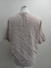 Load image into Gallery viewer, SAMSOE &amp; SAMSOE Ladies White Striped Short Sleeve Round Neck T-Shirt Size UK S
