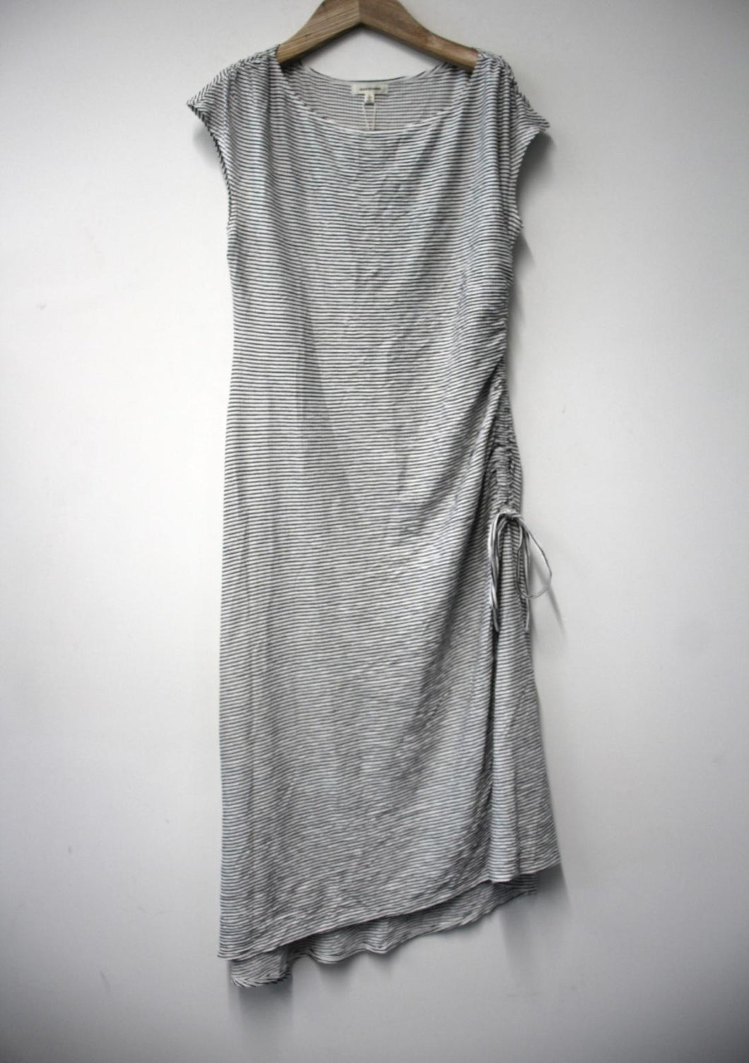 MAX STUDIO Ladies Black & White Striped Asymmetric Hem Midi Dress Size L NEW