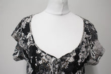 Load image into Gallery viewer, JOHN ROCHA Ladies Black Floral Cotton Embroidered Sleeveless Tunic Top UK12
