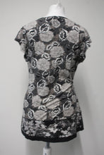 Load image into Gallery viewer, JOHN ROCHA Ladies Black Floral Cotton Embroidered Sleeveless Tunic Top UK12
