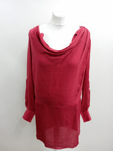 Load image into Gallery viewer, ZARA Ladies Red Long Tie Sleeves Boat Neck Blouse Top Size UK L

