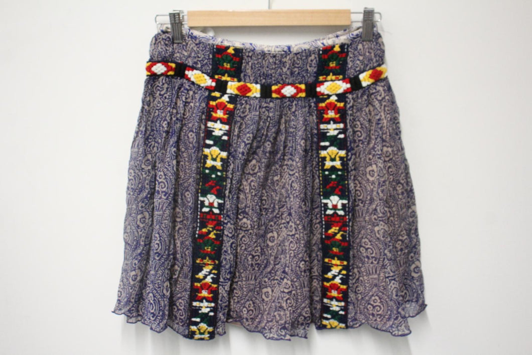 ANNA SUI Ladies Multicoloured Embroidered Printed Mini Skirt Size US4 UK8 NEW