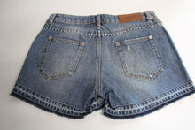 Load image into Gallery viewer, ERMANNO SCERVINO Ladies Blue Cotton Denim Crystal Embroidered Hot Pants W30
