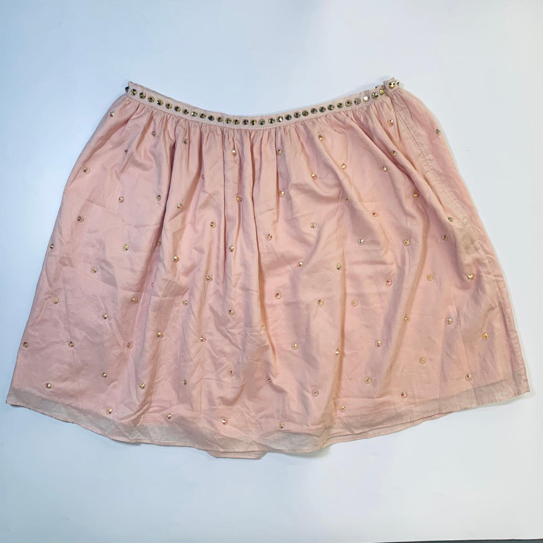 MANOUSH Pink Ladies Golden Studded A-Line Skirt Knee Length Size UK 14