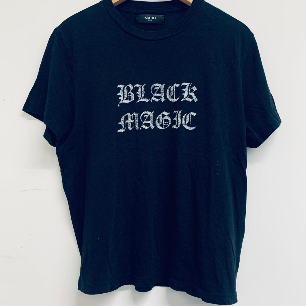 AMIRI Black Ladies Black-Magic Short Sleeve Crew Neck T-Shirt Size UK 8
