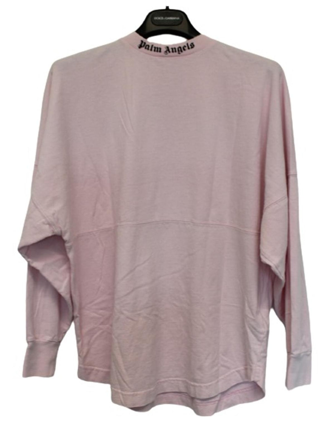 PALM ANGELS Men's Pink Black Logo Long Sleeve Oversized Cotton T-Shirt 2XS