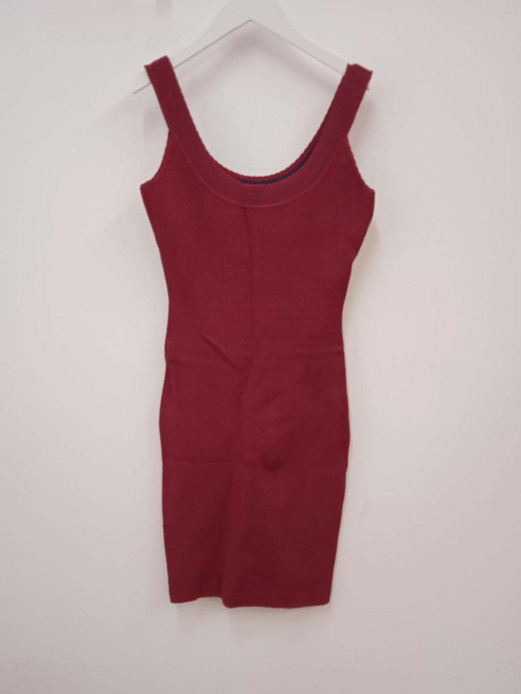 BCBGMAXMARA Ladies Red Scallop Trim Stretch Fit Mini Bodycon Dress XS