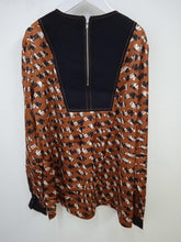 Load image into Gallery viewer, REISS Ladies Rust Brown Mixed Print Long Sleeve Felicity Tunic Blouse UK6 BNWT
