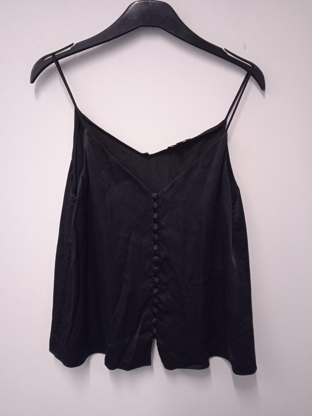 MASSIMO DUTTI Ladies Black Sleeveless V-Neck Basic Camisole Top IT38 UK10