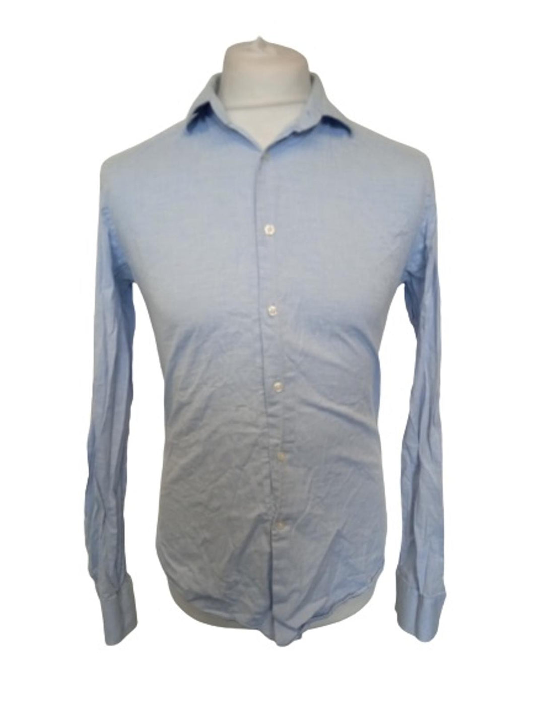 REISS Men's Light Blue Cotton Long Sleeve Slim Fit Irving Button-Up Shirt M