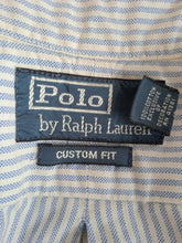 Load image into Gallery viewer, POLO RALPH LAUREN Men&#39;s Blue Striped Long Sleeve Custom Fit Shirt UK15.5
