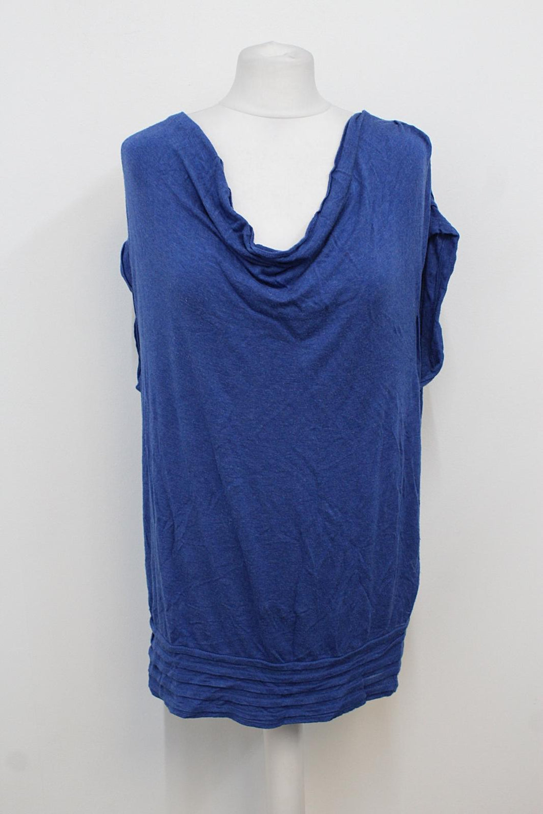 MAX STUDIO Ladies Blue Cowl Neck Stretch Jersey Top Blouse 3701H70 Size L