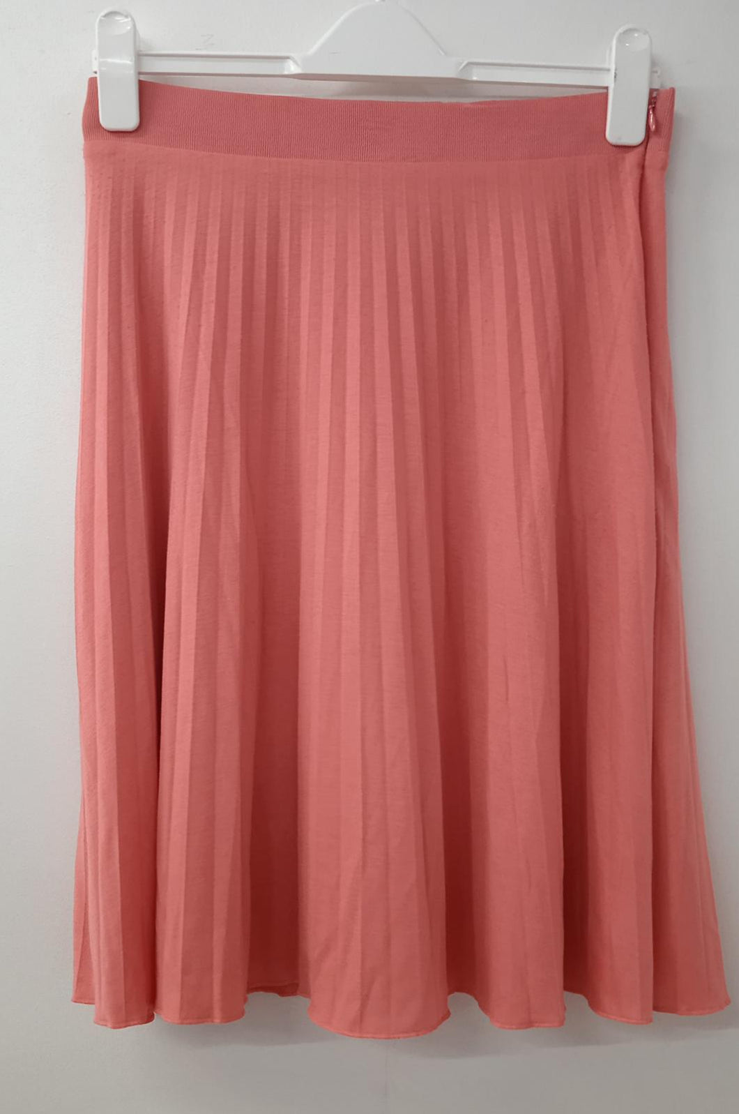 ANN TAYLOR Ladies Pink Side Zip Knee Length Stretch Pleated Skirt Size US4 UK8