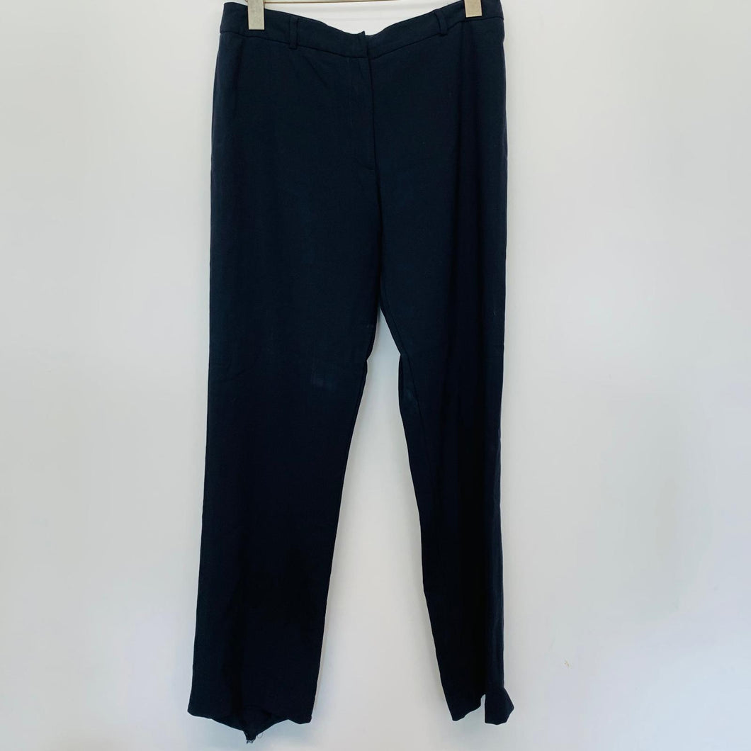 NICOLE FARHI Ladies Blue Navy Wool Trousers Smart Dress Pants UK12