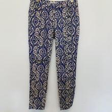 Load image into Gallery viewer, PERSPECTIVE Ladies Blue White Pattern Cotton Trousers Dress Pants UK10
