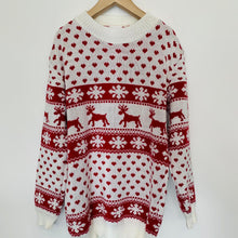 Load image into Gallery viewer, INFINITI Ladies White Red Snow Christmas Pattern Sweater Jumper Pullover UK10
