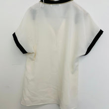 Load image into Gallery viewer, ADL Ladies White Lightweight Cream  Button-Up Collared Black Top XS
