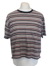 Load image into Gallery viewer, OLIVER SPENCER Men&#39;s Red Multi Striped Crew Neck Organic Cotton Box T-Shirt L
