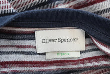 Load image into Gallery viewer, OLIVER SPENCER Men&#39;s Red Multi Striped Crew Neck Organic Cotton Box T-Shirt L
